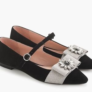 J. Crew Velvet Mary Jane with Jeweled Bow